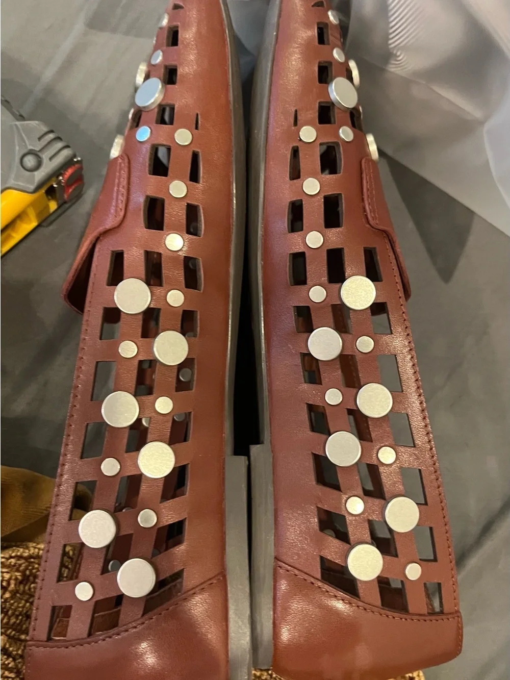 Ash Women's Brown Woven Studded Loafers 38 (7-8 US)